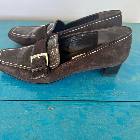 Brighton Brown Heeled Loafers size 7.5 - Picture 1 of 8